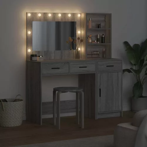 Öltözködőasztal fiókkal 2 pcs Szürke 78.5 x 41 x 135 cm Faanyag