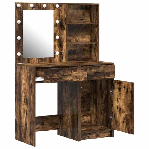 Sminkasztal Készlet 2 pcs Füstölt tölgy 50 x 41 x 135 cm