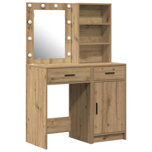 Sminkasztal Készlet 2 pcs kézműves tölgy 50 x 41 x 135 cm