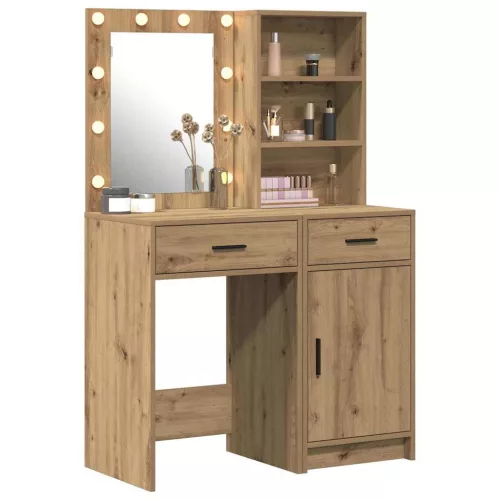 Sminkasztal Készlet 2 pcs kézműves tölgy 50 x 41 x 135 cm