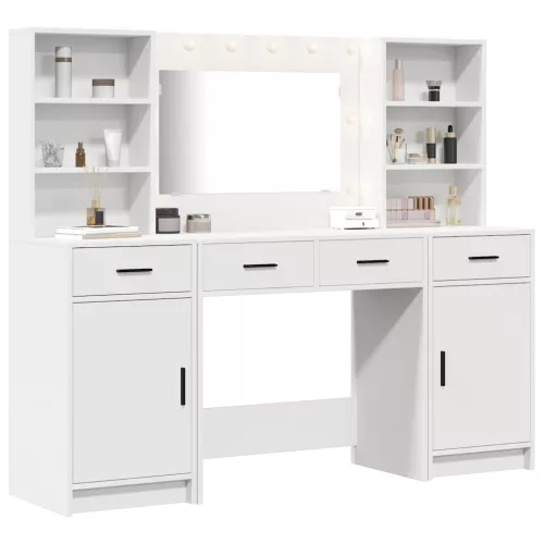 Sminkasztal Készlet 3 pcs Fehér 78.5 x 41 x 135 cm Faanyag