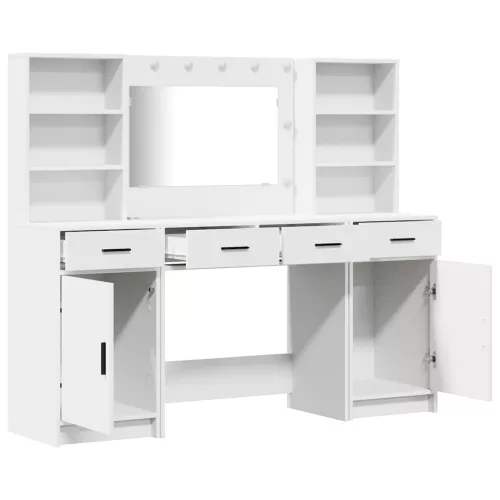 Sminkasztal Készlet 3 pcs Fehér 78.5 x 41 x 135 cm Faanyag