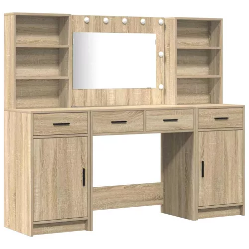 Sminkasztal Készlet 3 pcs Sonoma tölgy 78.5 x 41 x 135 cm