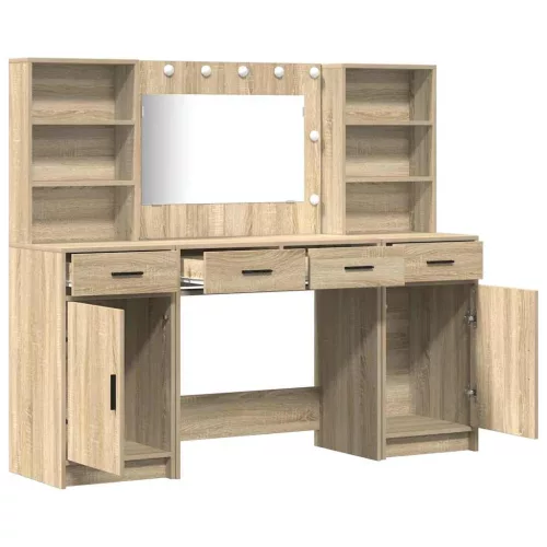 Sminkasztal Készlet 3 pcs Sonoma tölgy 78.5 x 41 x 135 cm