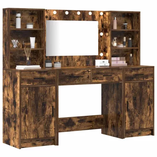 Sminkasztal Készlet 3 pcs Füstölt tölgy 78.5 x 41 x 135 cm