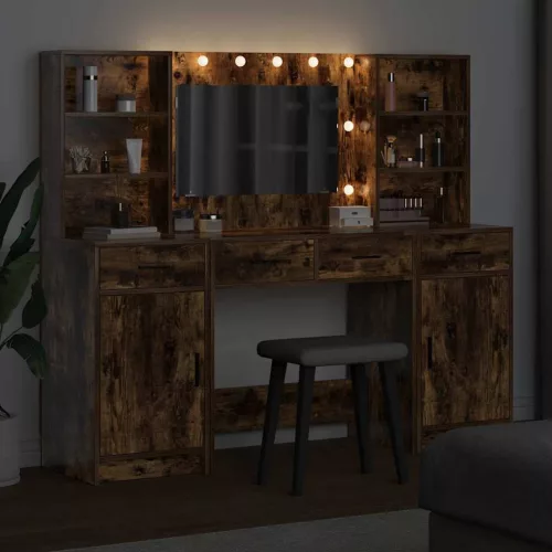Sminkasztal Készlet 3 pcs Füstölt tölgy 78.5 x 41 x 135 cm