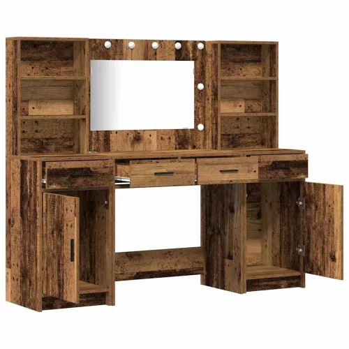 Sminkasztal Készlet 3 pcs Régi fa 78.5 x 41 x 135 cm Faanyag