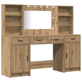   Sminkasztal Készlet 3 pcs kézműves tölgy 78.5 x 41 x 135 cm