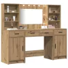 Sminkasztal Készlet 3 pcs kézműves tölgy 78.5 x 41 x 135 cm