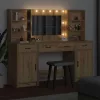 Sminkasztal Készlet 3 pcs kézműves tölgy 78.5 x 41 x 135 cm