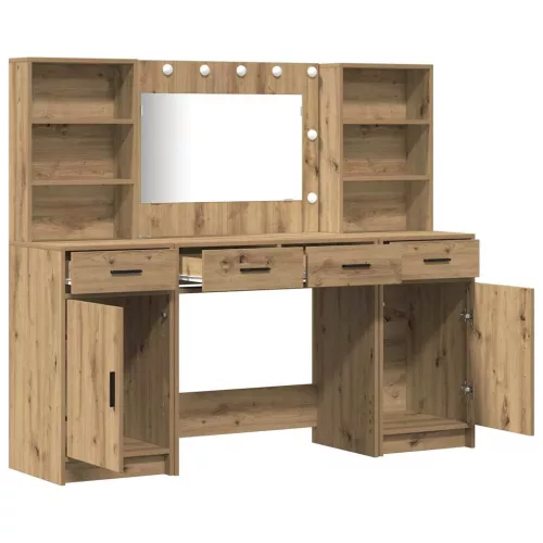 Sminkasztal Készlet 3 pcs kézműves tölgy 78.5 x 41 x 135 cm