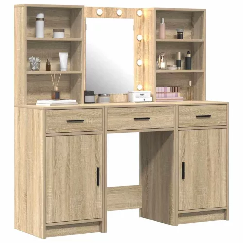 Sminkasztal Készlet 3 pcs Sonoma tölgy 50 x 41 x 135 cm Faanyag