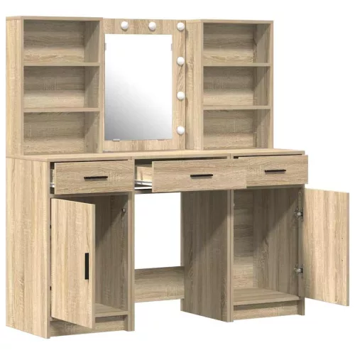 Sminkasztal Készlet 3 pcs Sonoma tölgy 50 x 41 x 135 cm Faanyag