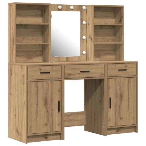 Sminkasztal Készlet 3 pcs kézműves tölgy 50 x 41 x 135 cm