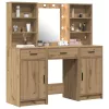 Sminkasztal Készlet 3 pcs kézműves tölgy 50 x 41 x 135 cm