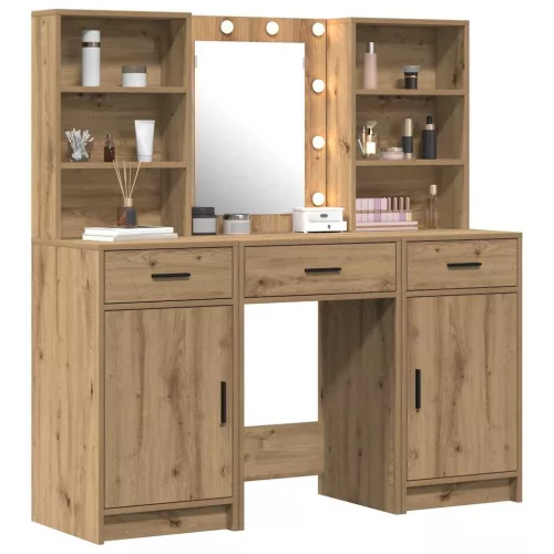 Sminkasztal Készlet 3 pcs kézműves tölgy 50 x 41 x 135 cm