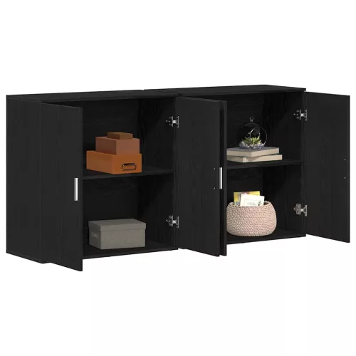 Oldalszekrények 2 pcs Musta tammi 79 x 38 x 80 cm Faanyag