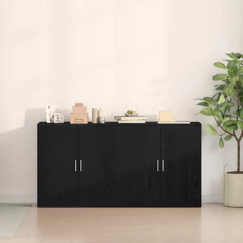 Oldalszekrények 2 pcs Musta tammi 79 x 38 x 80 cm Faanyag
