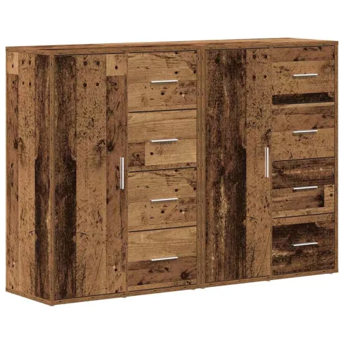Oldalszekrények fiókkal 2 pcs Régi fa 60 x 31 x 84 cm Faanyag