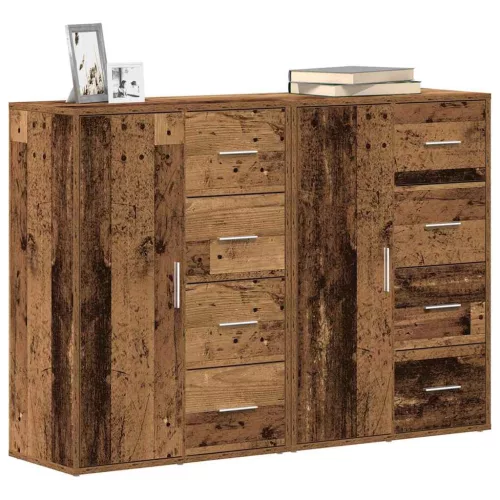 Oldalszekrények fiókkal 2 pcs Régi fa 60 x 31 x 84 cm Faanyag