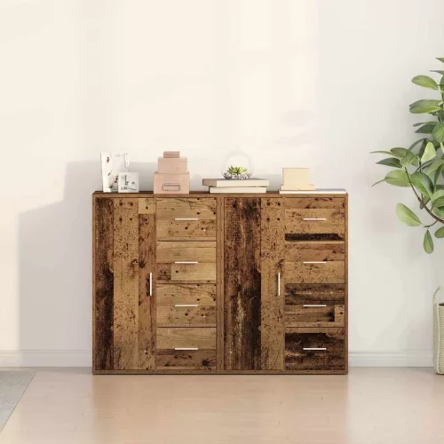 Oldalszekrények fiókkal 2 pcs Régi fa 60 x 31 x 84 cm Faanyag