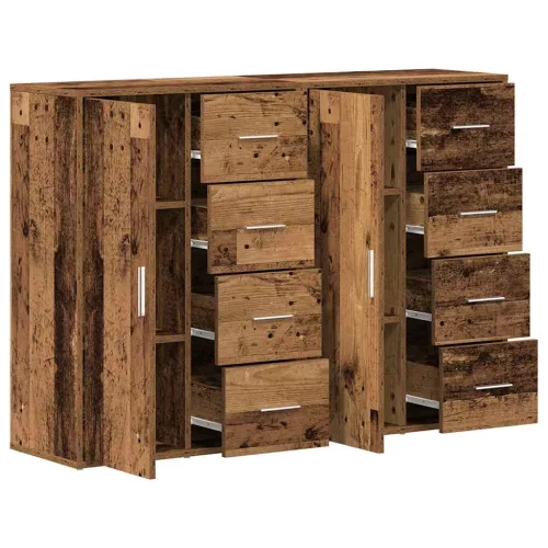 Oldalszekrények fiókkal 2 pcs Régi fa 60 x 31 x 84 cm Faanyag