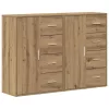 Oldalszekrények 2 pcs kézműves tölgy 60 x 31 x 84 cm Faanyag