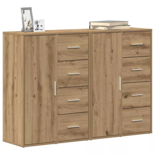 Oldalszekrények 2 pcs kézműves tölgy 60 x 31 x 84 cm Faanyag