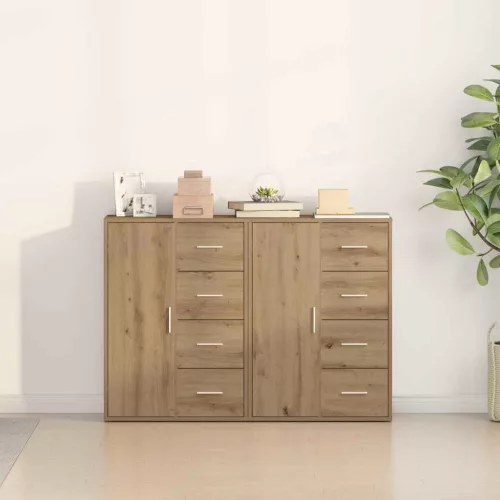 Oldalszekrények 2 pcs kézműves tölgy 60 x 31 x 84 cm Faanyag