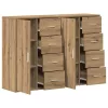 Oldalszekrények 2 pcs kézműves tölgy 60 x 31 x 84 cm Faanyag