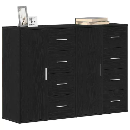 Oldalszekrények 2 pcs Musta tammi 60 x 31 x 84 cm Faanyag