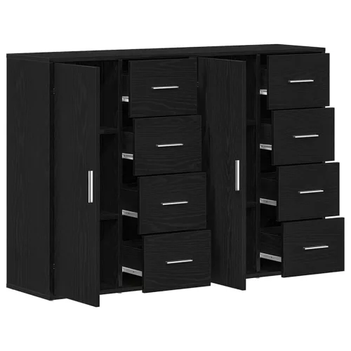 Oldalszekrények 2 pcs Musta tammi 60 x 31 x 84 cm Faanyag