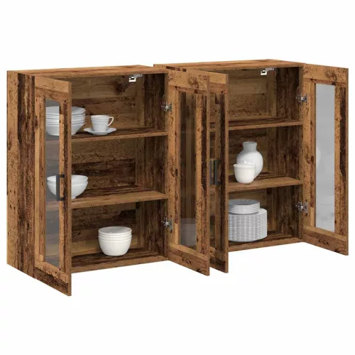 Fali Szekrények 2 pcs Régi fa 69,5 x 34 x 90 cm Faanyag