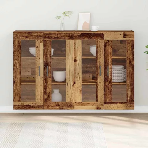 Fali Szekrények 2 pcs Régi fa 69,5 x 34 x 90 cm Faanyag