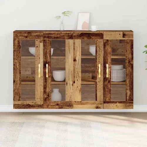 Fali Szekrények 2 pcs Régi fa 69,5 x 34 x 90 cm Faanyag
