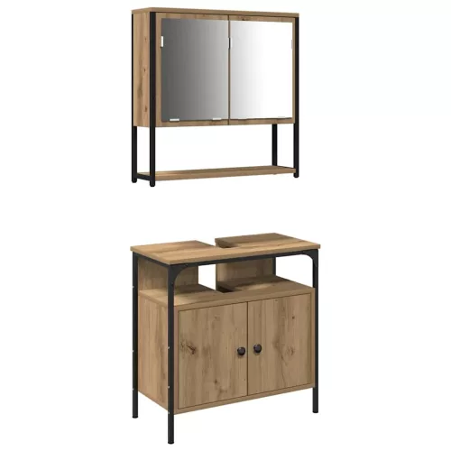 Fürdőszoba bútor szett 2 pcs Barna 60 x 30 x 60 cm Faanyag