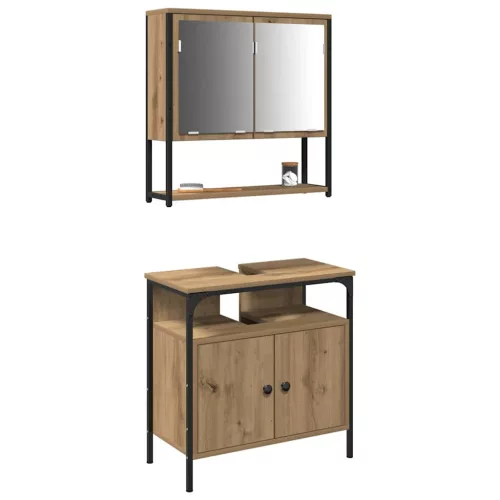 Fürdőszoba bútor szett 2 pcs Barna 60 x 30 x 60 cm Faanyag