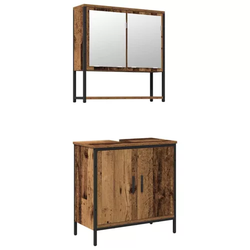 Fürdőszoba bútor szett 2 pcs Barna 60 x 30 x 60 cm Faanyag