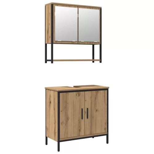 Fürdőszoba bútor szett 2 pcs Barna 60 x 30 x 60 cm Faanyag