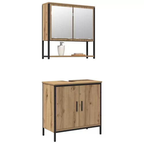 Fürdőszoba bútor szett 2 pcs Barna 60 x 30 x 60 cm Faanyag