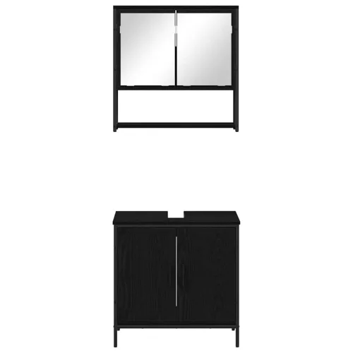 Fürdőszoba bútor szett 2 pcs Fekete 60 x 30 x 60 cm Faanyag