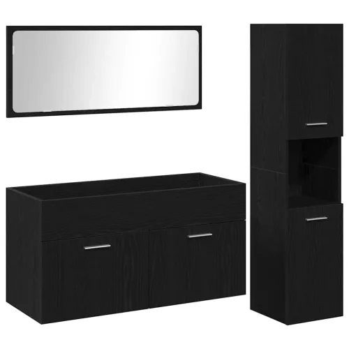 Fürdőszoba Bútor Szett 3 pcs Fekete tölgy 60 x 38.5 x 46 cm