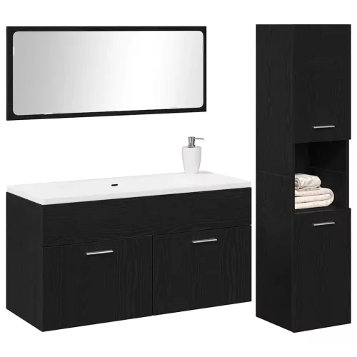 Fürdőszoba Bútor Szett 3 pcs Fekete tölgy 60 x 38.5 x 46 cm