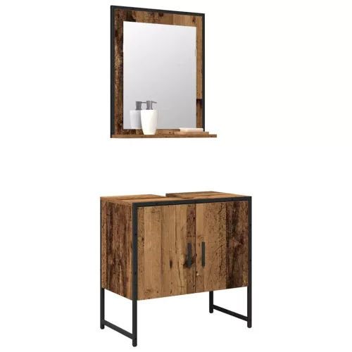 Fürdőszoba bútor szett 2 pcs Barna 60 x 33 x 60 cm Faanyag