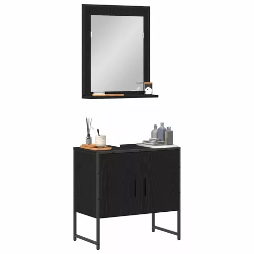Fürdőszoba bútor szett 2 pcs Fekete 60 x 33 x 60 cm Faanyag