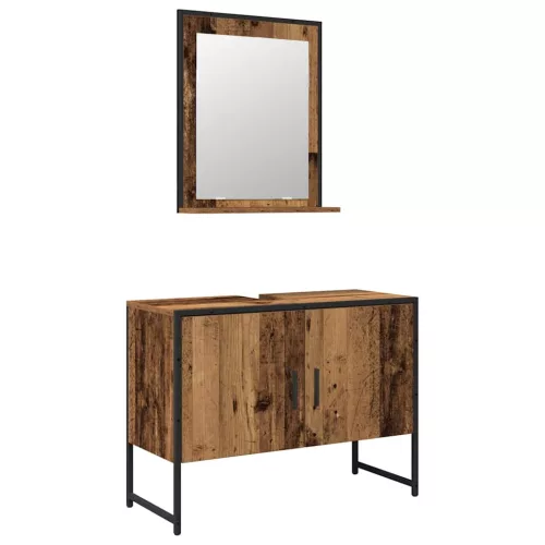 Fürdőszoba bútor szett 2 pcs Barna 80 x 33 x 60 cm Faanyag
