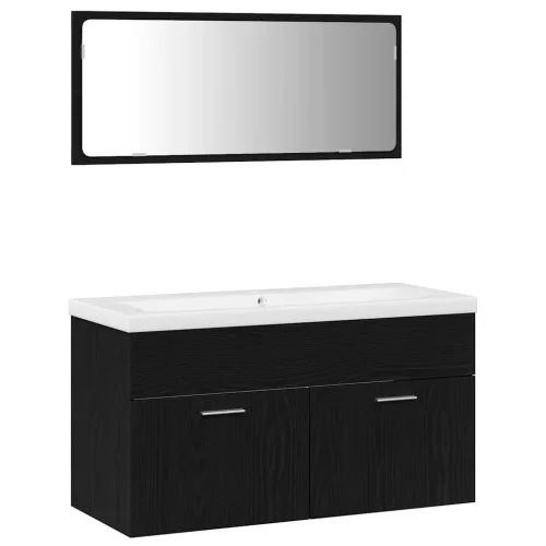 Fürdőszoba bútor szett 3 pcs Fekete tölgy 90 x 38.5 x 46 cm