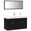 Fürdőszoba bútor szett 3 pcs Fekete tölgy 90 x 38.5 x 46 cm