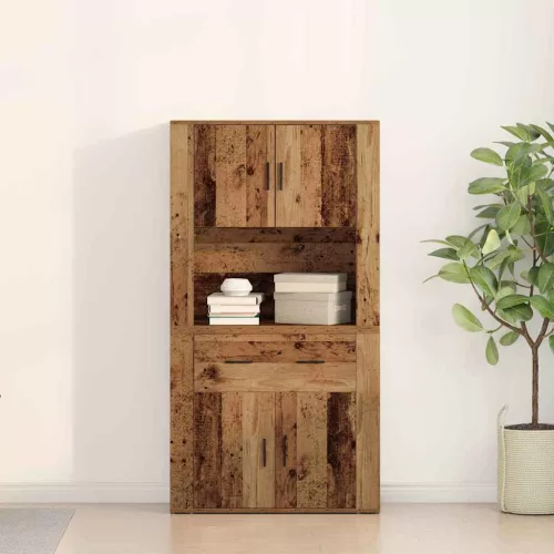 Magas Tároló fiókkal Régi fa 80 x 33 x 150 cm Faanyag