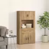 Magas Tároló fiókkal kézműves tölgy 80 x 33 x 150 cm Faanyag